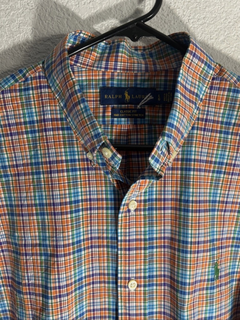 Polo Ralph Lauren Classic Fit Cotton Stretch BD Shirt Orange Easter Color Mens L